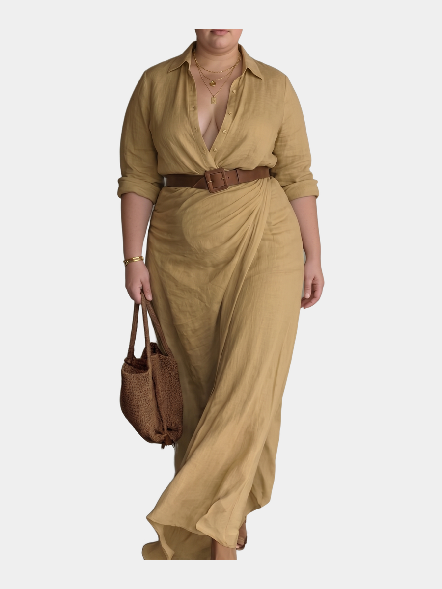 Ayra belted wrap maxi dress for women - hero