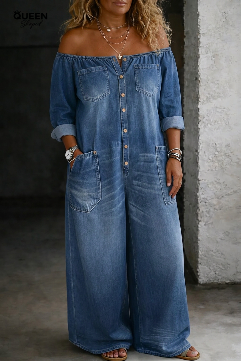 Elena | Off Shoulder Long Sleeve Jumpsuit