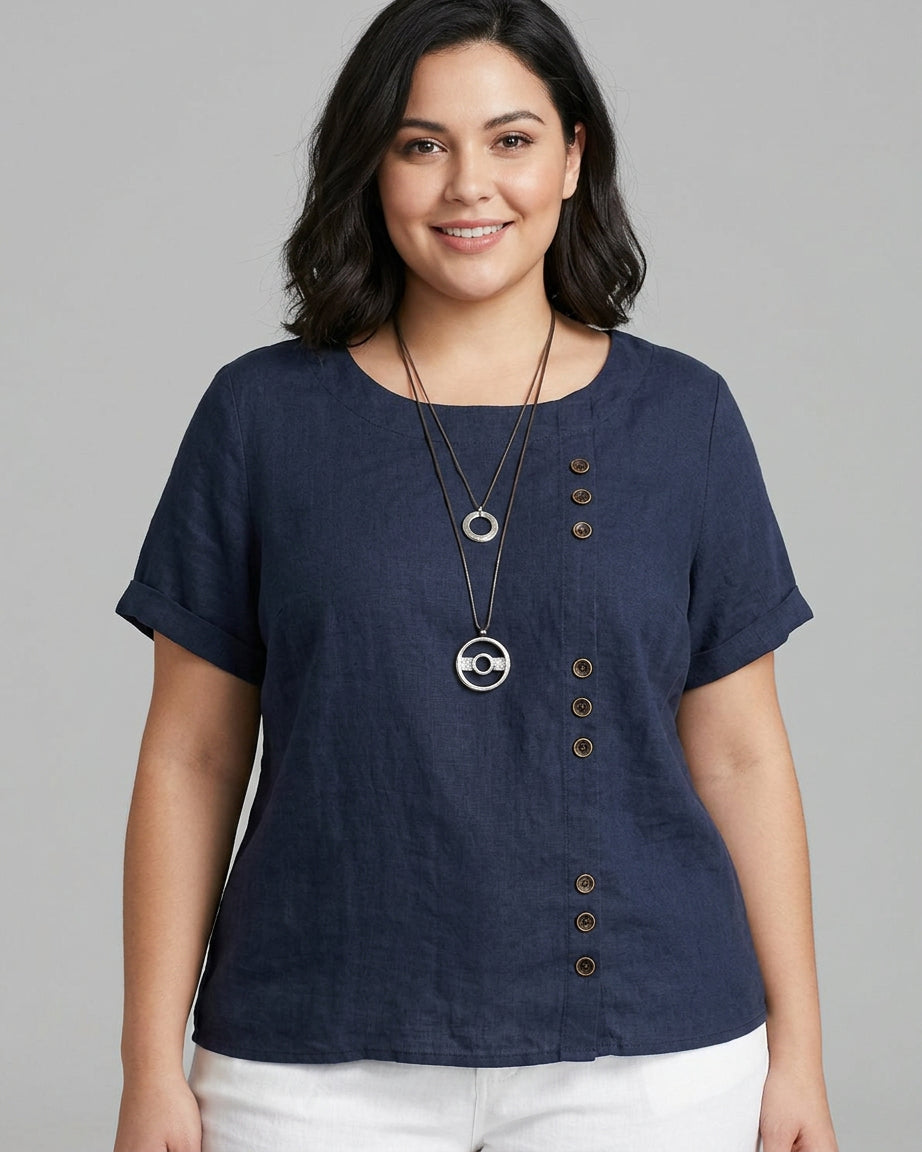 Elisavie | Comfortable Short Sleeve Blouse