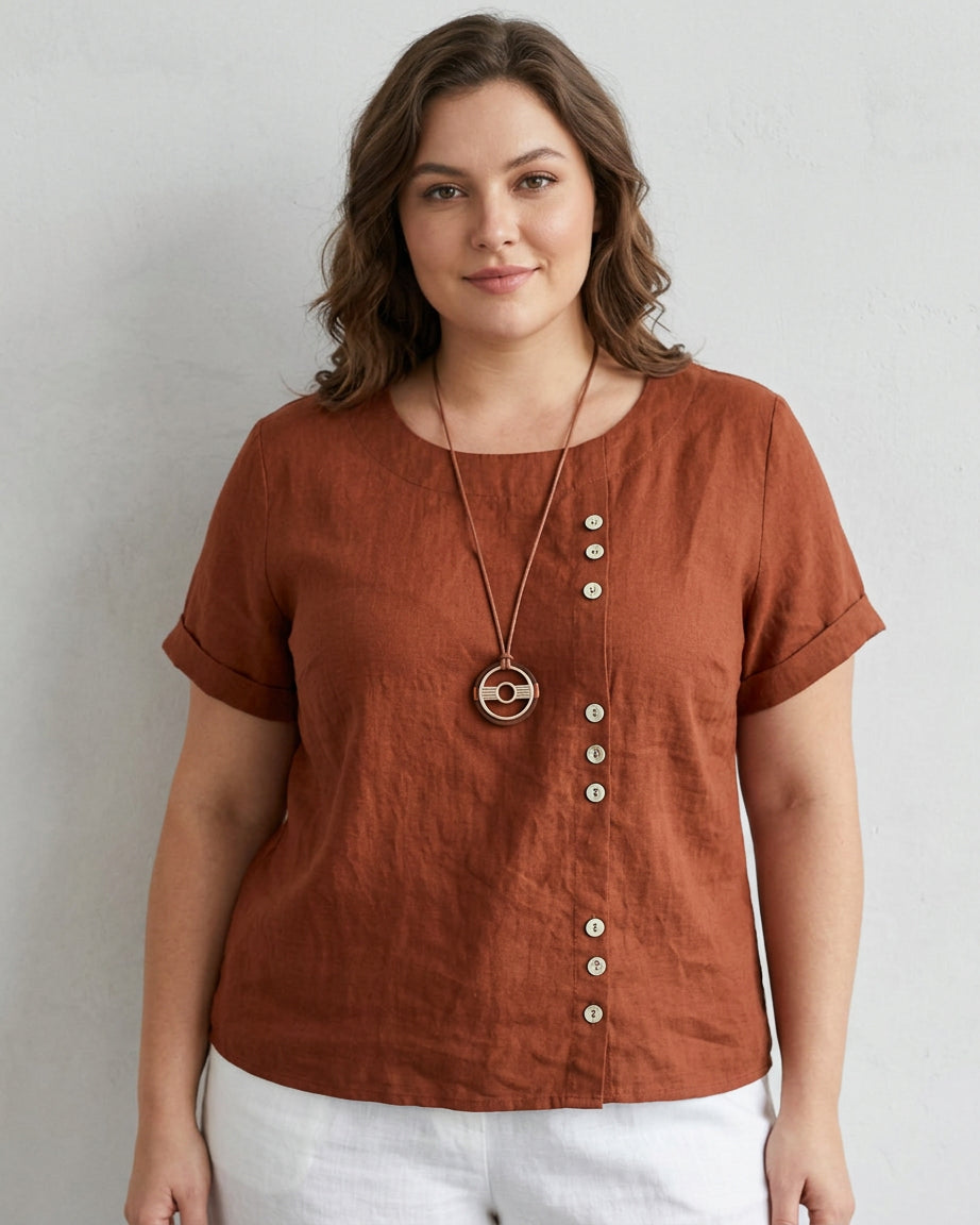 Elisavie | Comfortable Short Sleeve Blouse