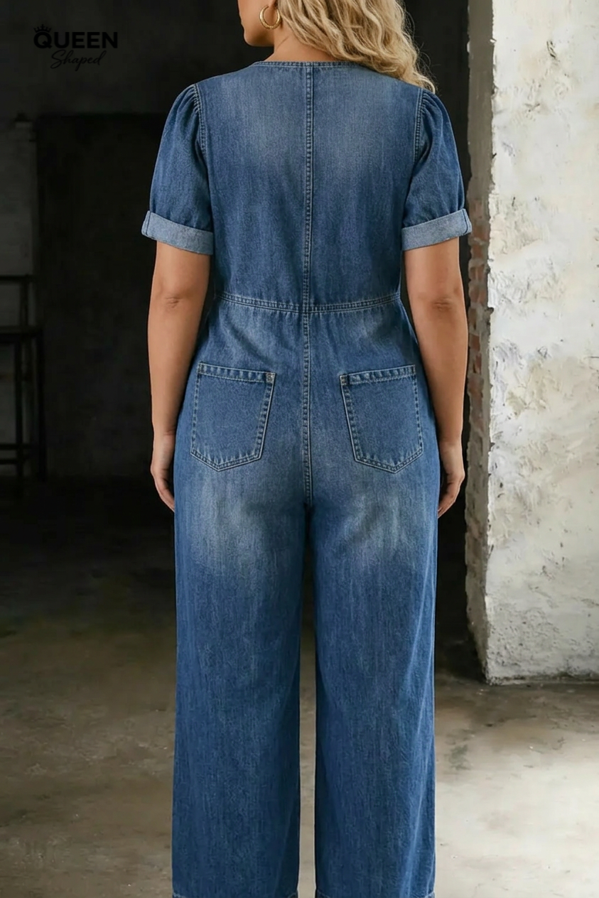 Maya | V Neck Short Sleeve Jumpsuit