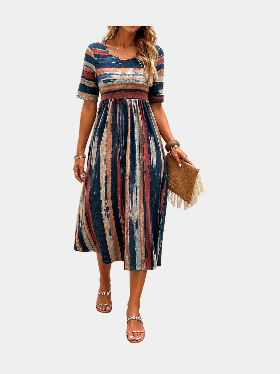 Noele striped midi dress, multicolour