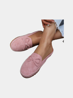 Luna backless moccasin mules in pink