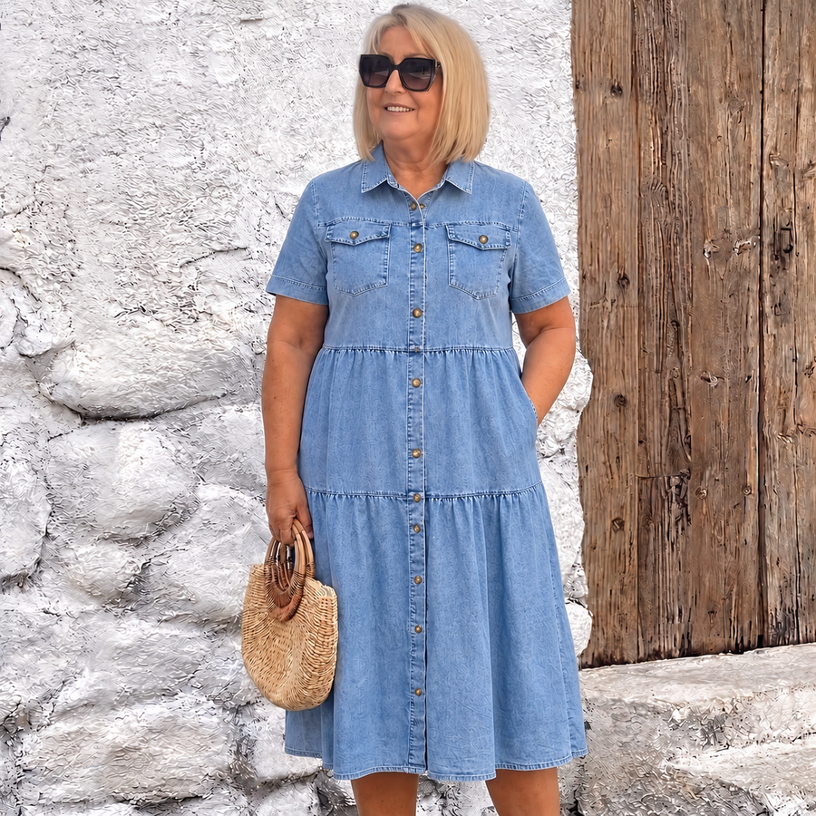 Elizabeth | Denim Print Shirt Dress For Women