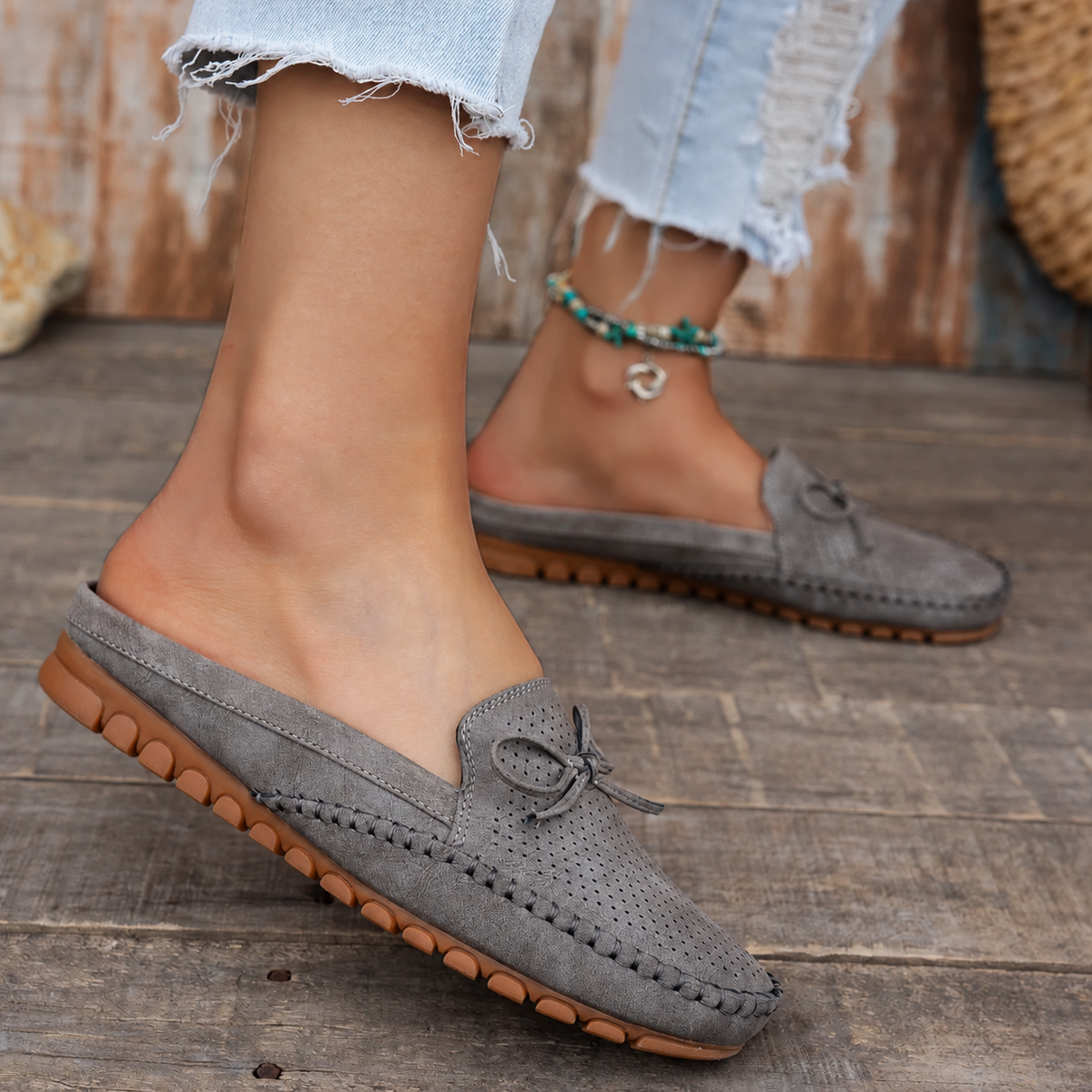Luna | Backless Moccasin Mules For Women