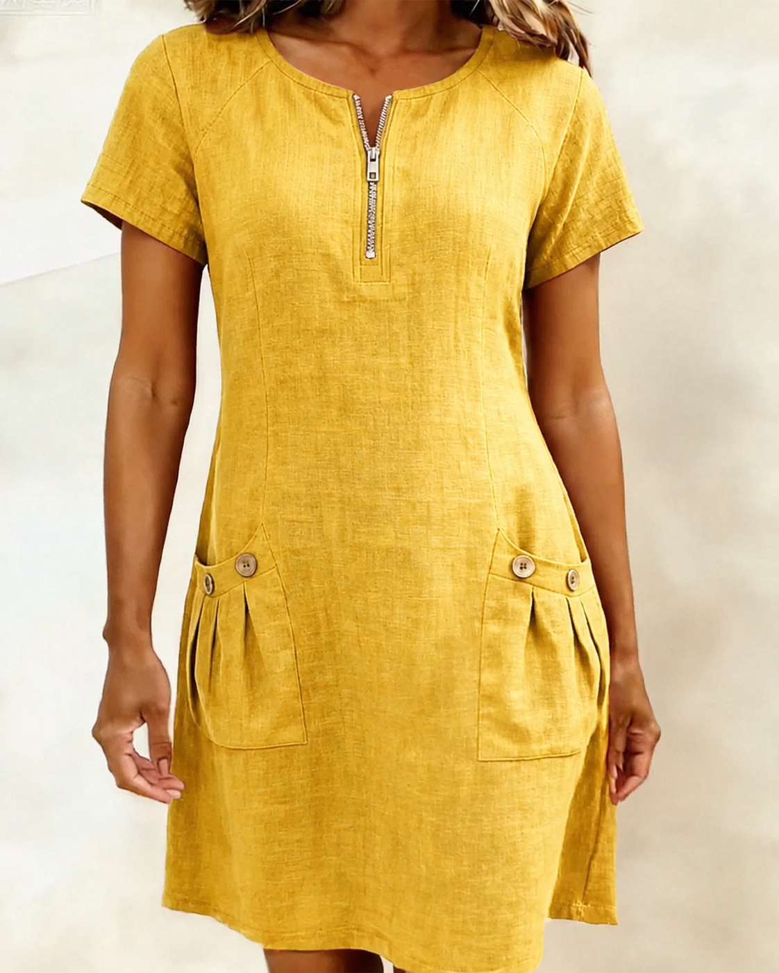 Lina | Zip Neck Pocket Dress For Women