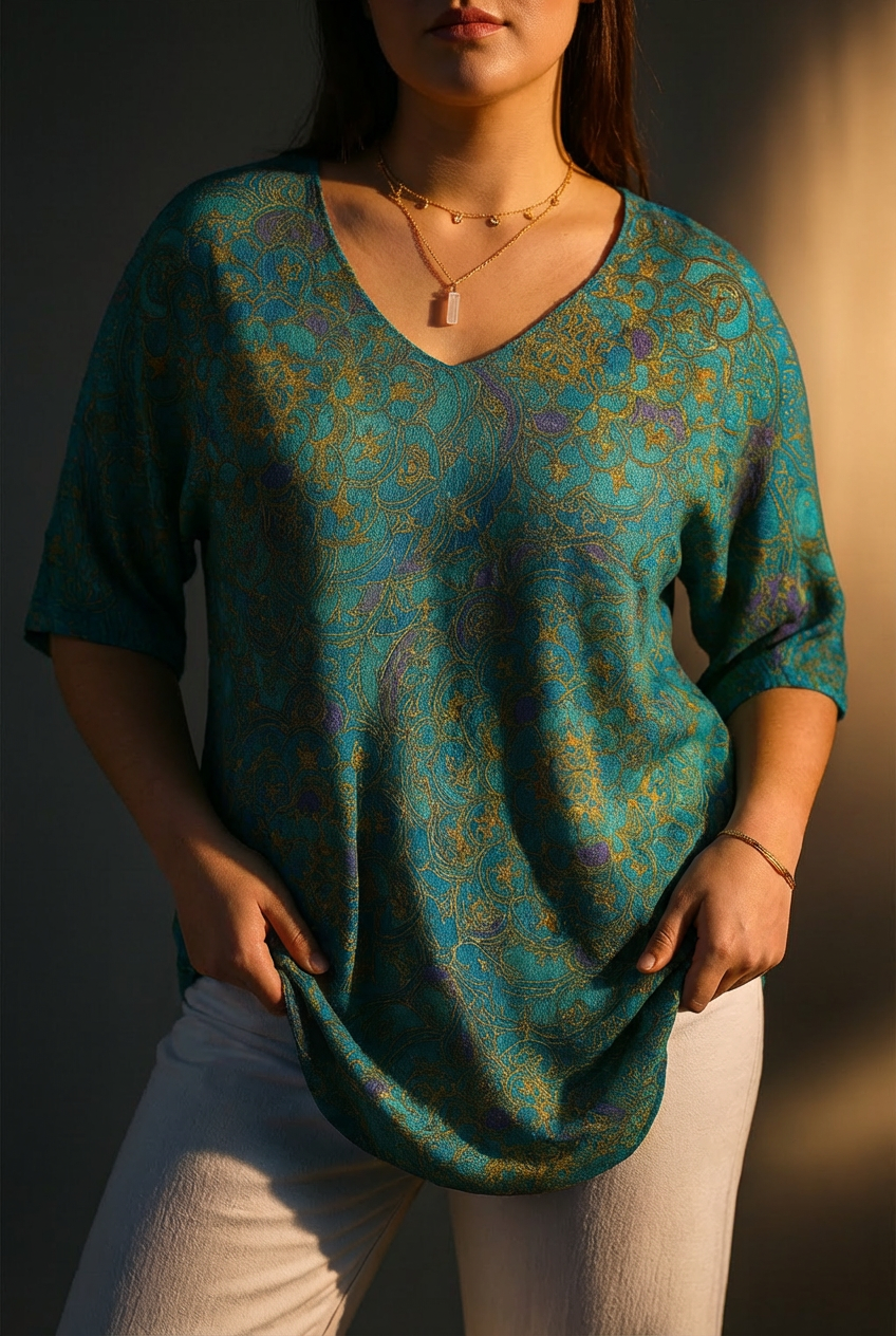 Women's Retro Art Print Casual Pullover Top