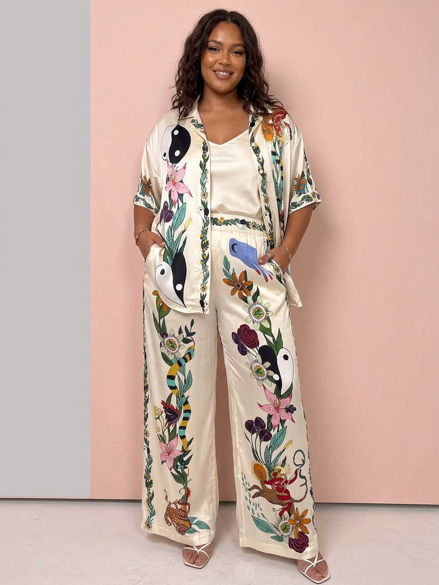 Nika | Resort Vibes unique print shirt & trousers set Fit