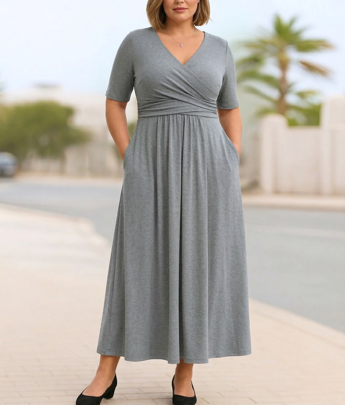 Monique | Short Sleeve Crossed Dress