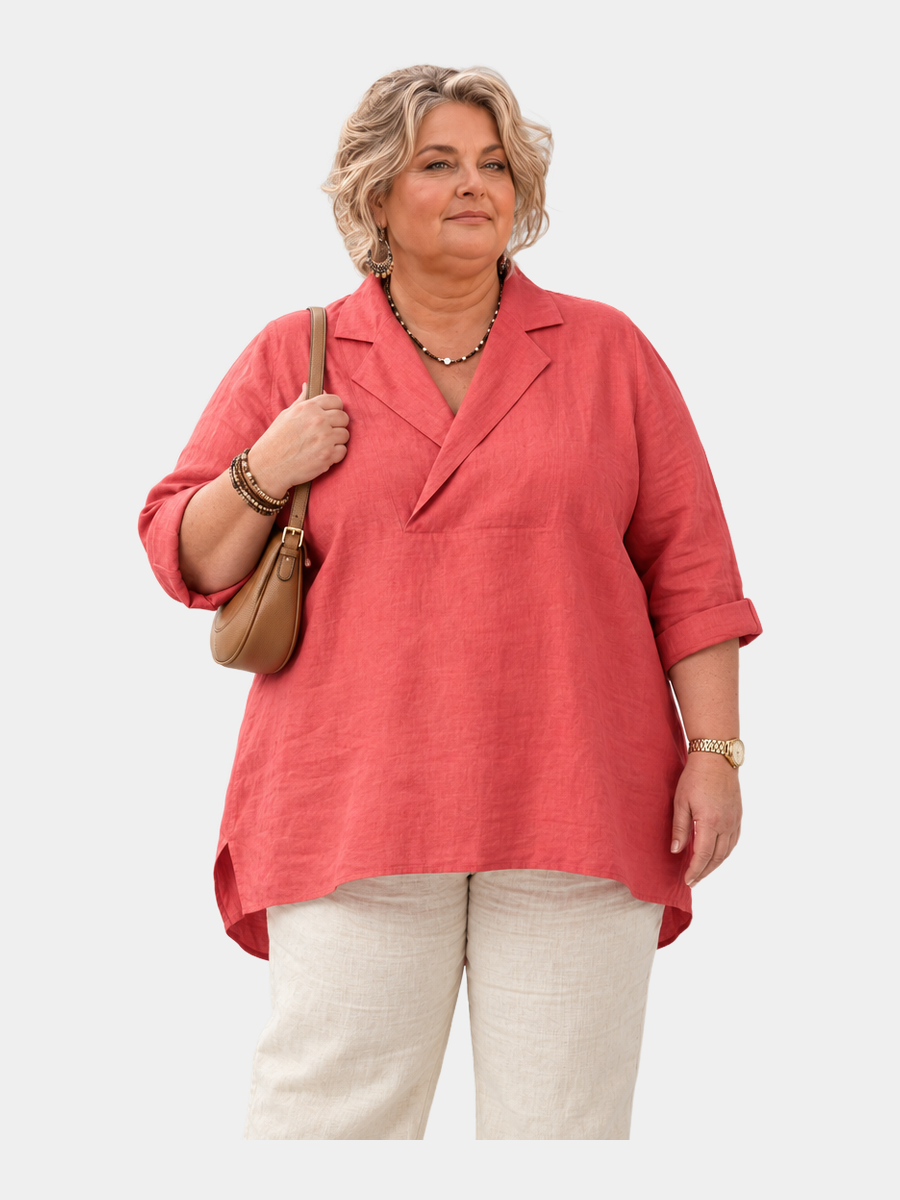 Coleen relaxed tunic worn by a plus-size model