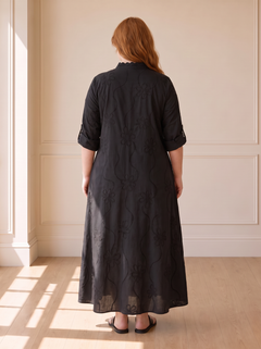 Bobbie floral maxi dress in black, back view