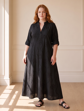 Bobbie floral maxi dress in black, front view