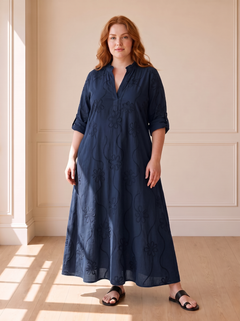 Bobbie floral maxi dress in navy blue, front view
