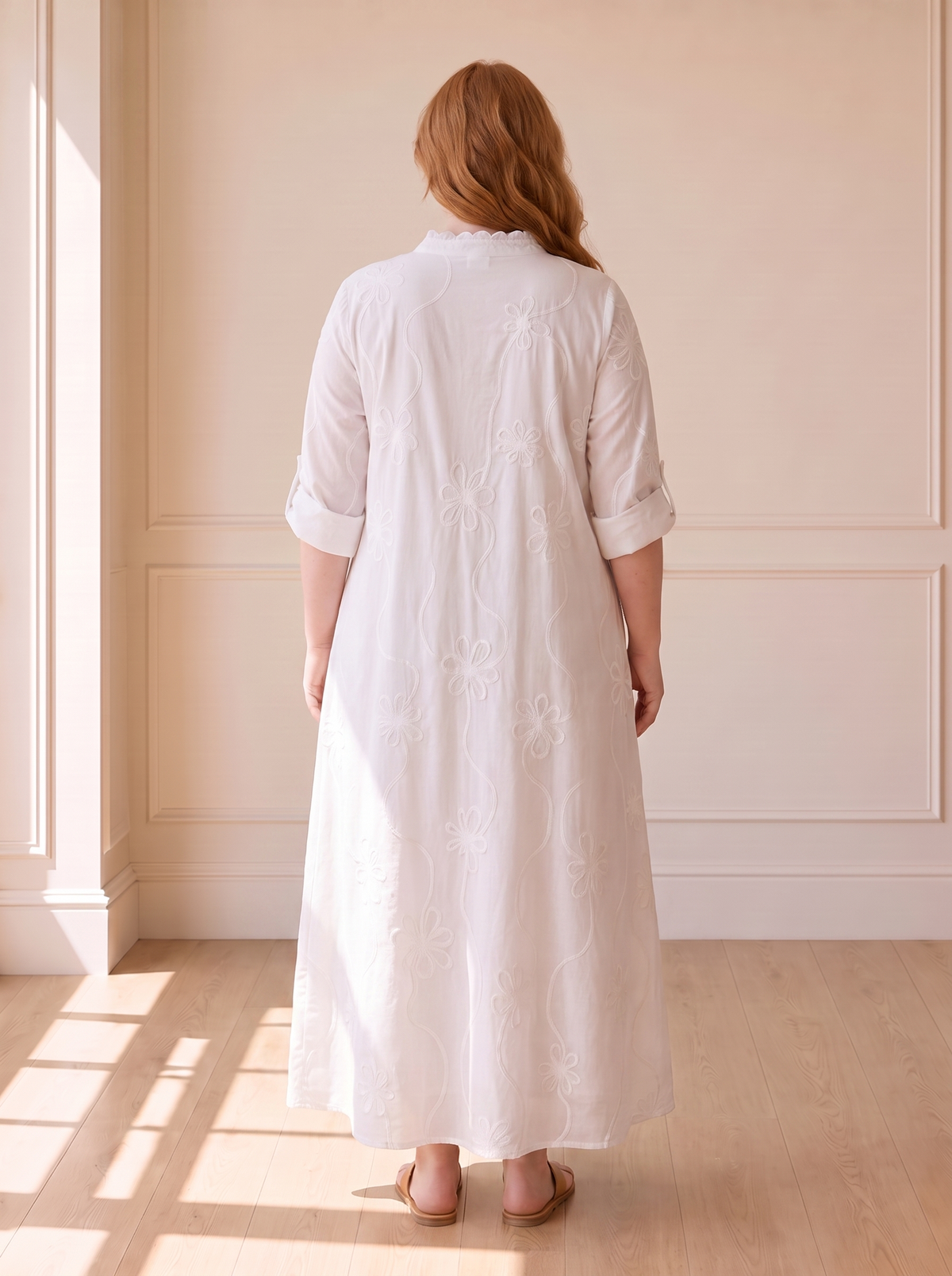 Bobbie floral maxi dress in white, back view