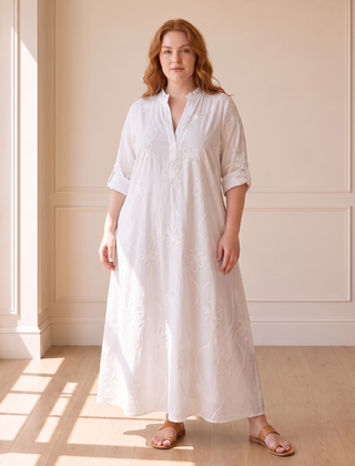 Bobbie floral maxi dress in white, front view