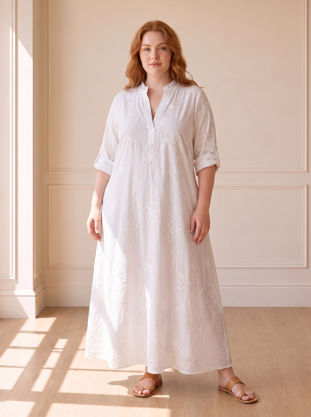 Bobbie floral maxi dress in white, front view