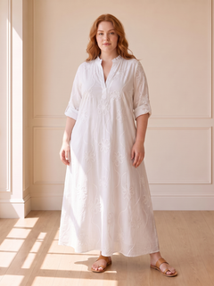 Bobbie floral maxi dress in white, front view