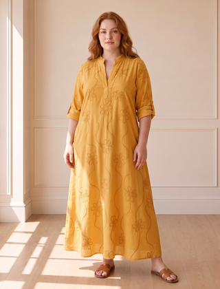 Bobbie floral maxi dress in yellow, front view