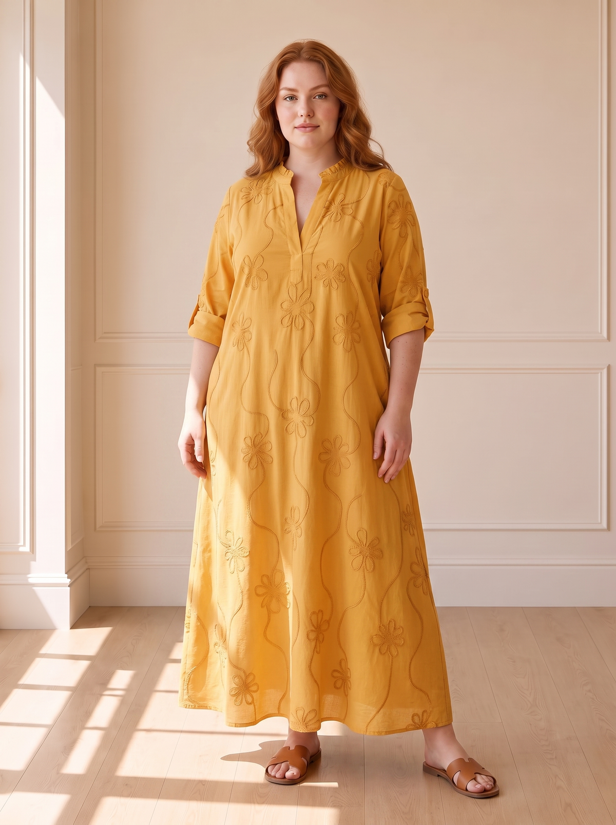 Bobbie floral maxi dress in yellow, front view
