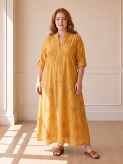 Bobbie floral maxi dress in yellow, front view