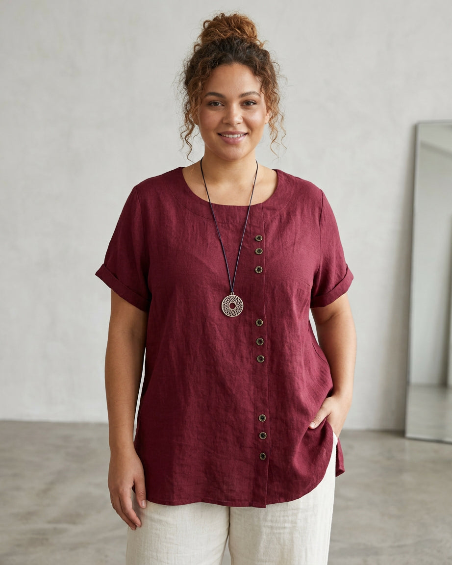 Elisavie | Comfortable Short Sleeve Blouse