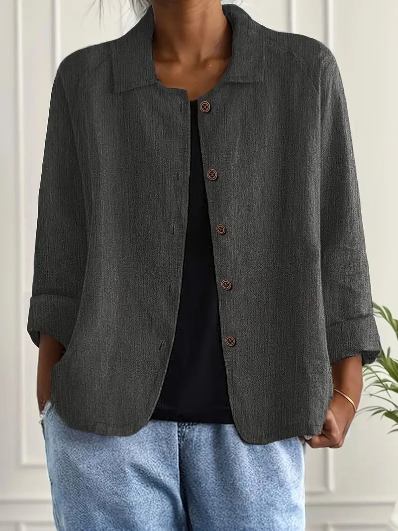 Zelina | Charcoal Crinkle Blouse For Women