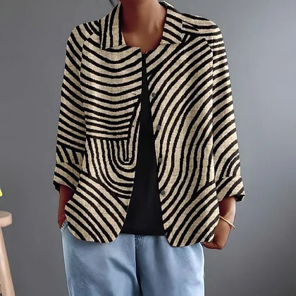 Jonquille | Curved Stripe Blouse For Women