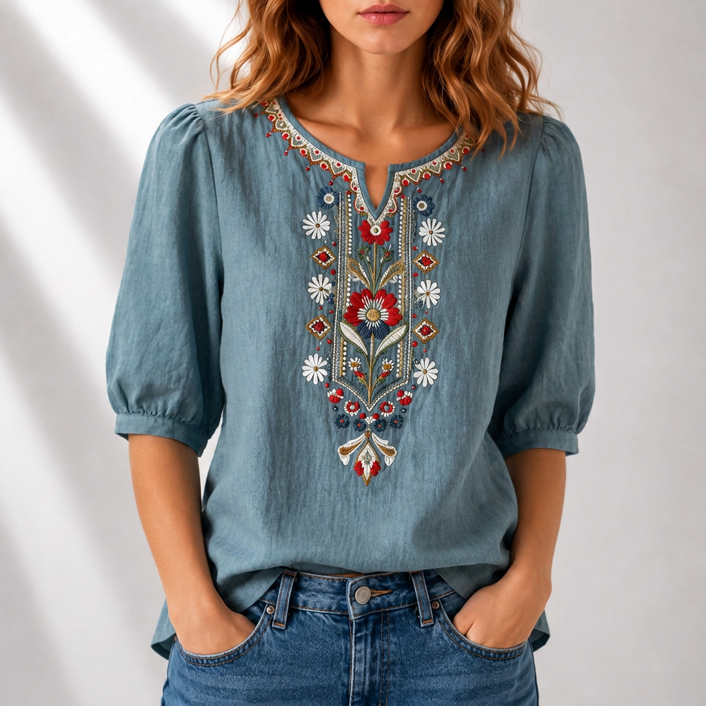 Seraphina | Floral Embroidered Blouse For Women