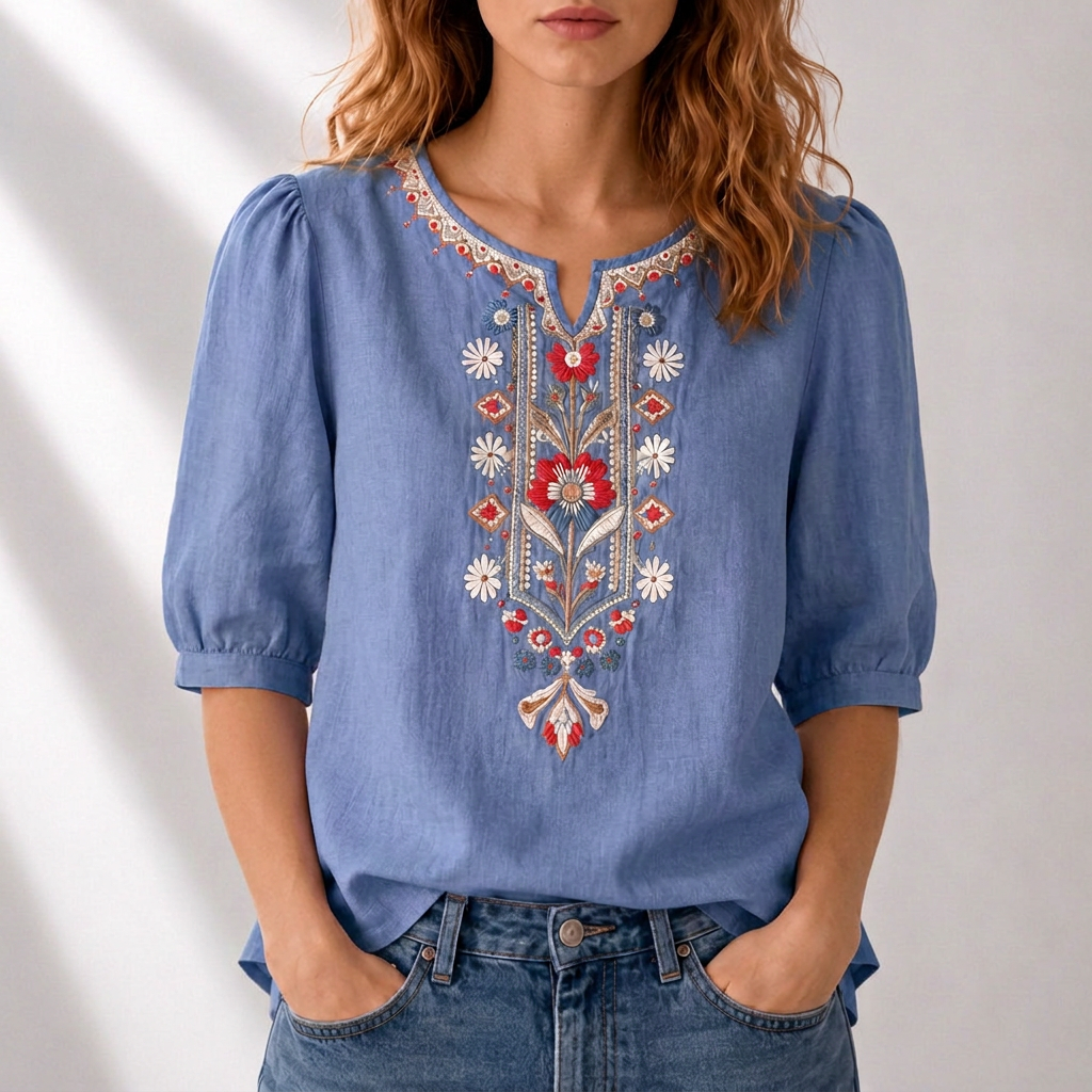 Seraphina | Floral Embroidered Blouse For Women