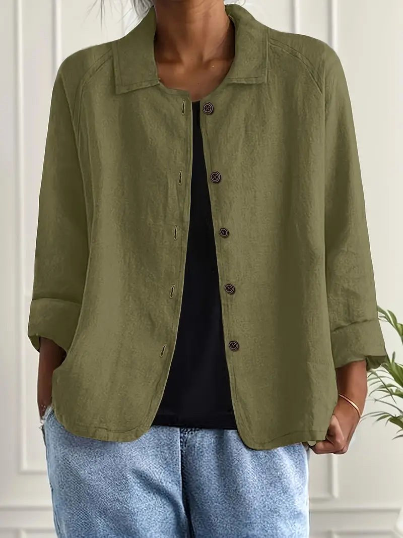 Aurelienne | Olive Open Blouse For Women