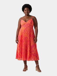 Heather floral print pleated midi dress - hero