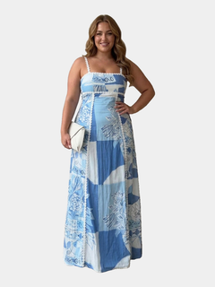 Eleonore ric rac strap bow back printed maxi dress - hero