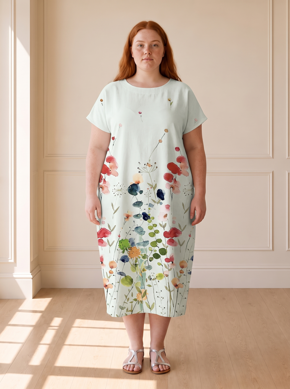 Becky Summer Floral Dress in White – voorkant