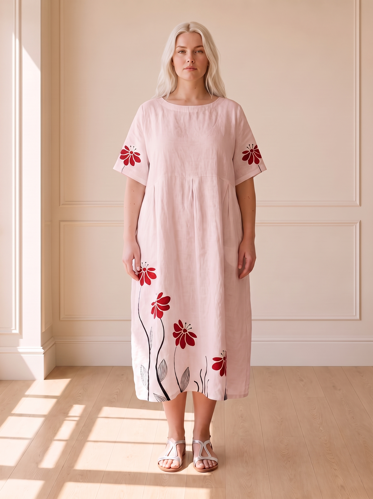 Mattie Summer Floral Dress in Pink – front