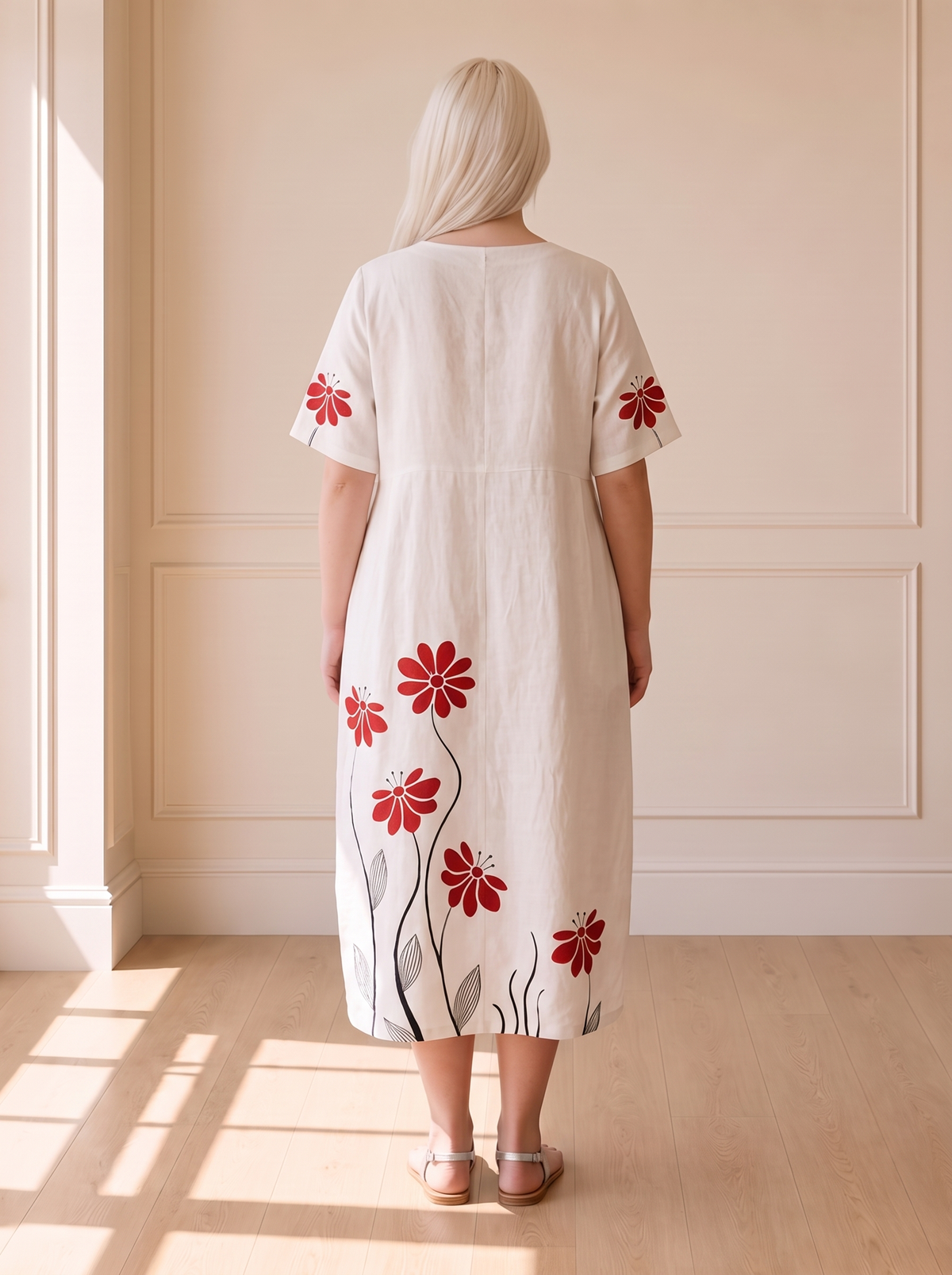 Mattie Summer Floral Dress in White – back