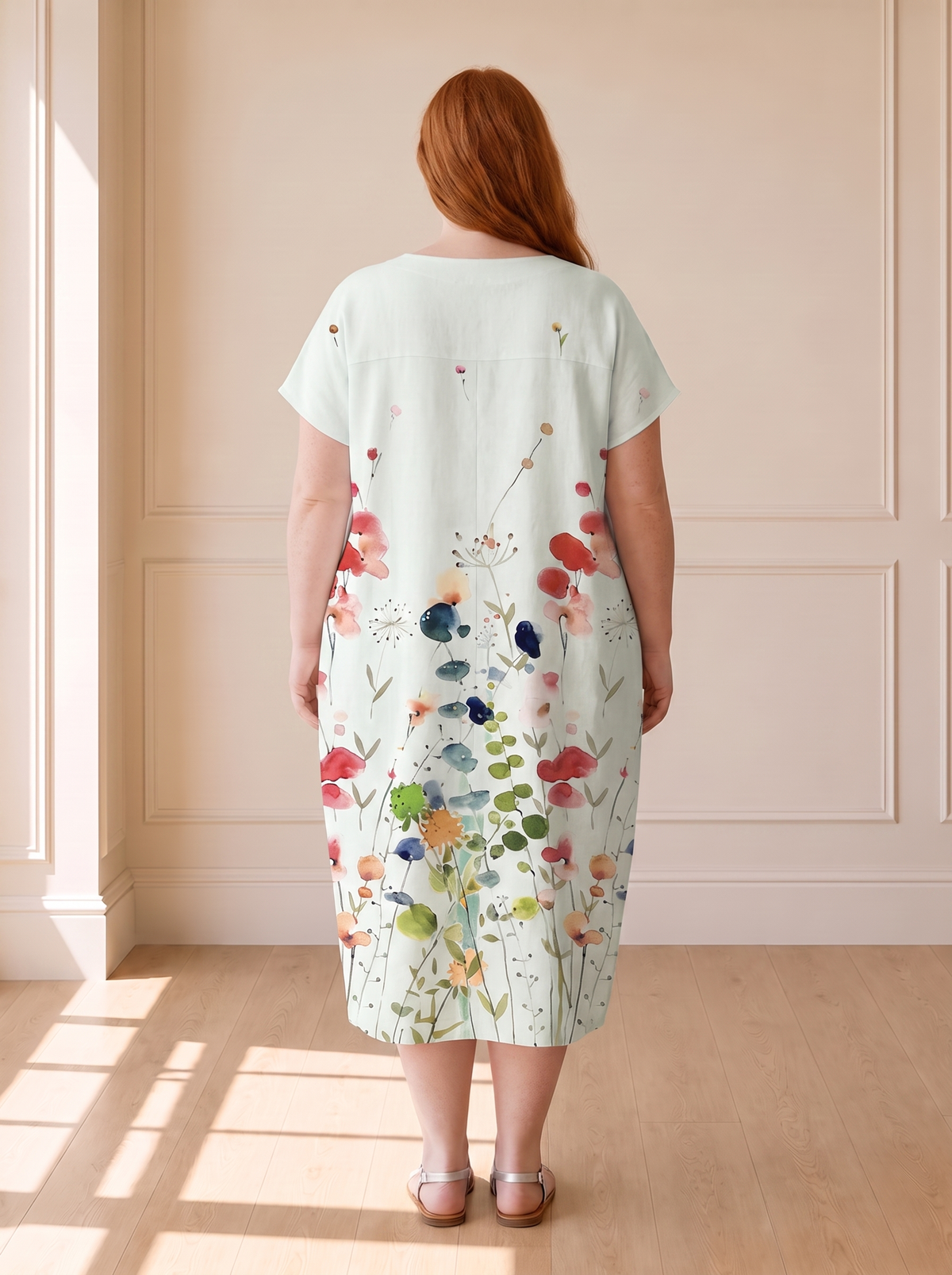 Becky Summer Floral Dress in White – achterkant