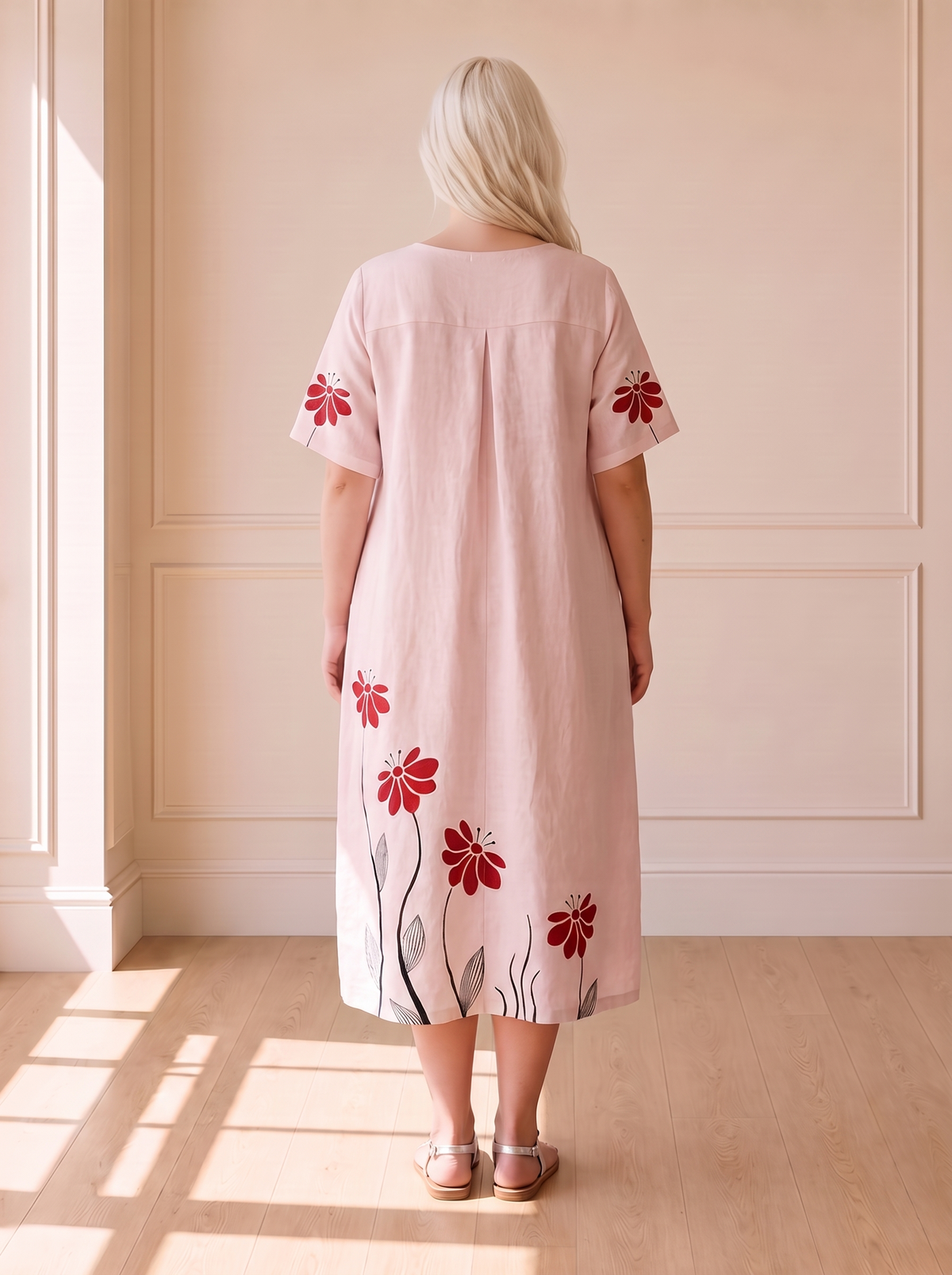 Mattie Summer Floral Dress in Pink – back