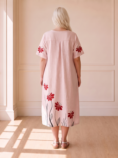 Mattie Summer Floral Dress in Pink – back