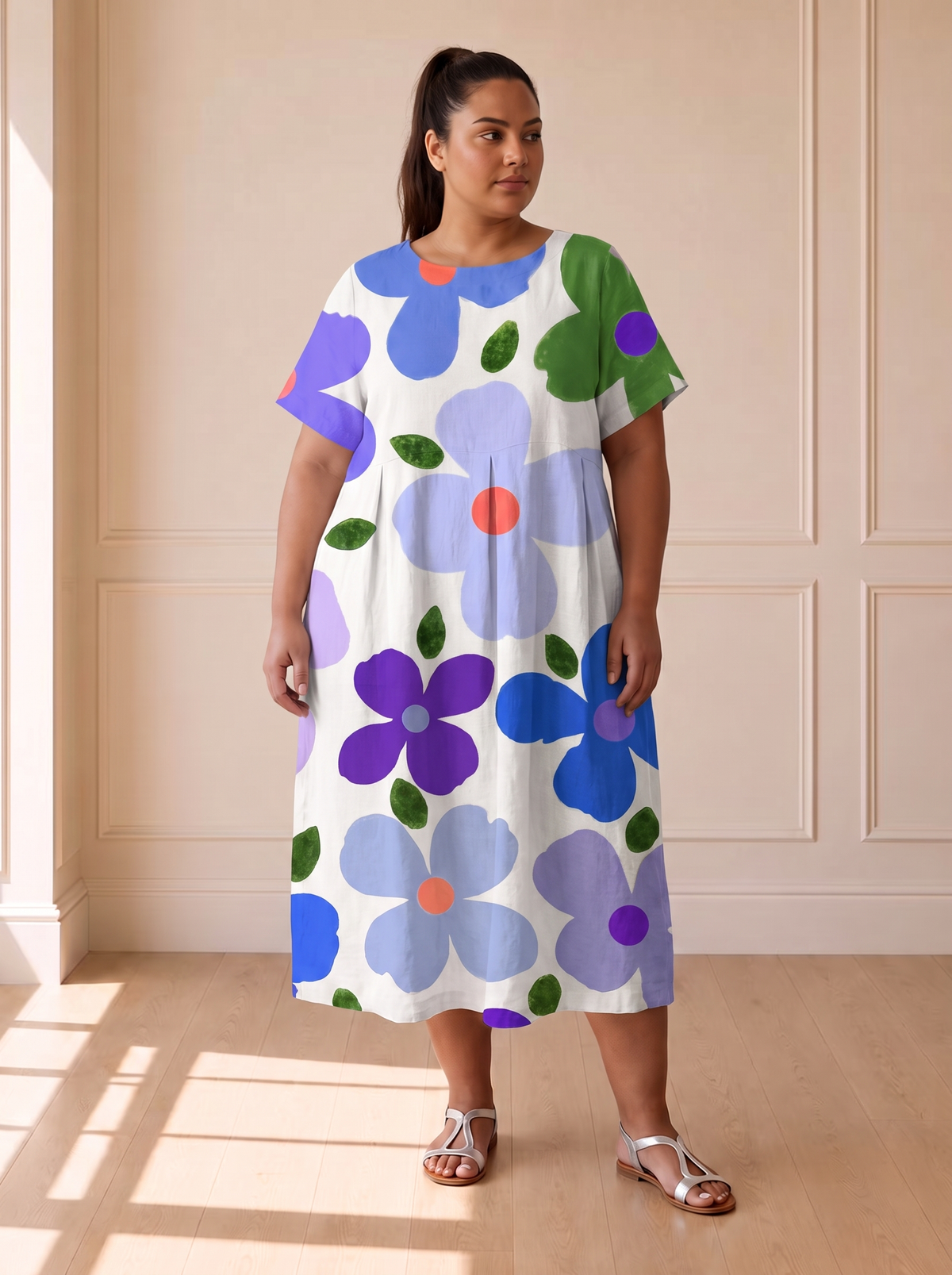 Magdalena Summer Floral Dress in Purple – front