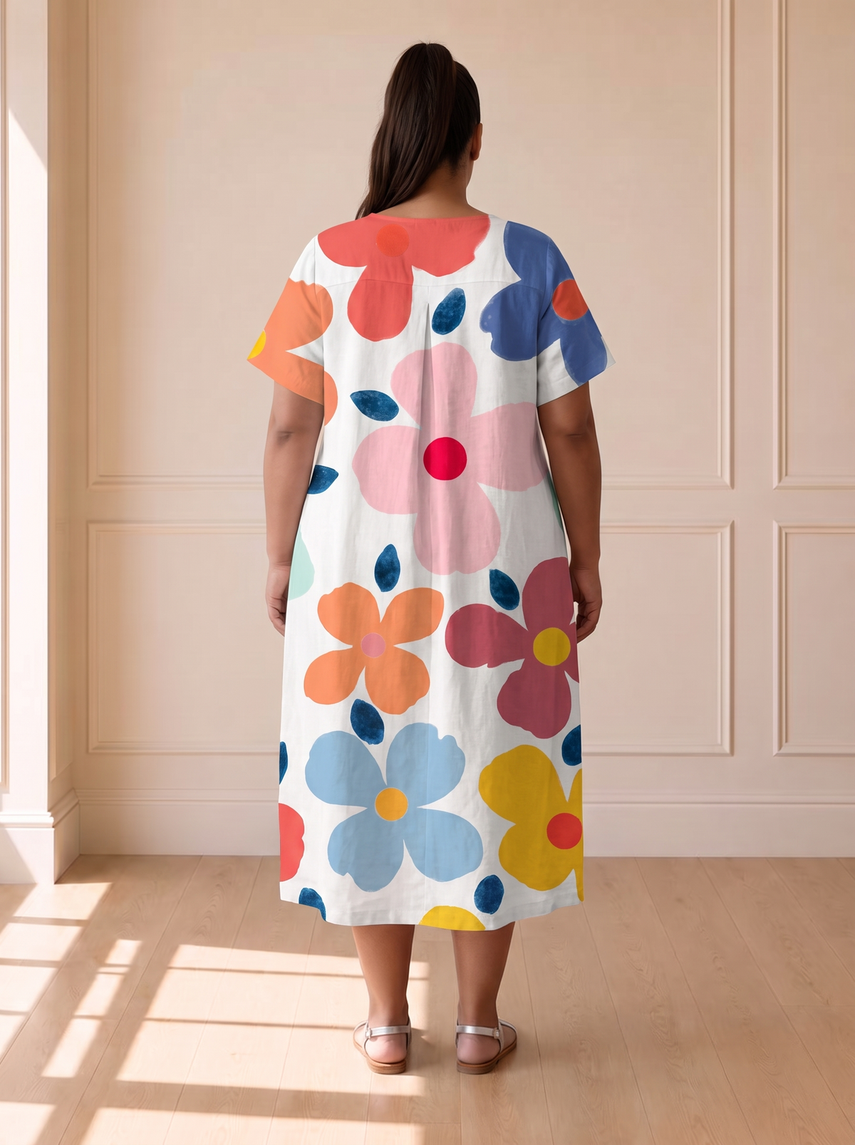 Magdalena Summer Floral Dress in White – back