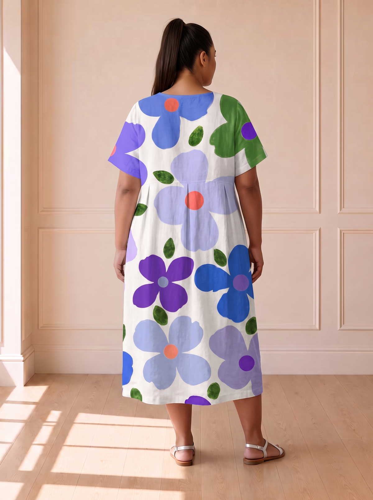 Magdalena Summer Floral Dress in Purple – back