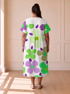 Magdalena Summer Floral Dress in Green – back