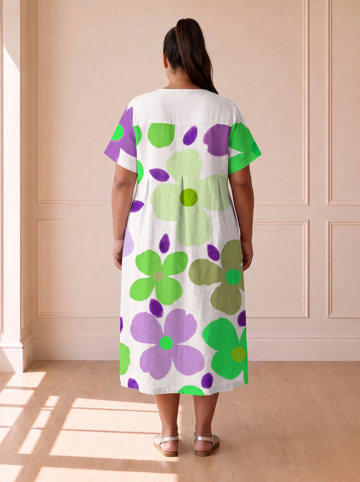 Magdalena Summer Floral Dress in Green – back