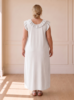 Élina Flowing Boho Dress in White, back view