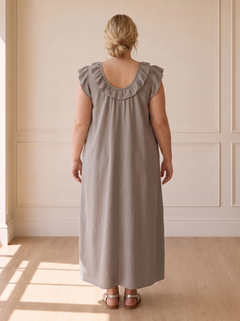 Élina Flowing Boho Dress in Grey, back view