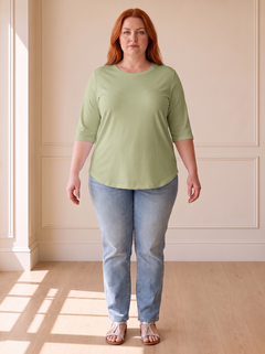 Calvera Essential Comfort Tee in Green, front view