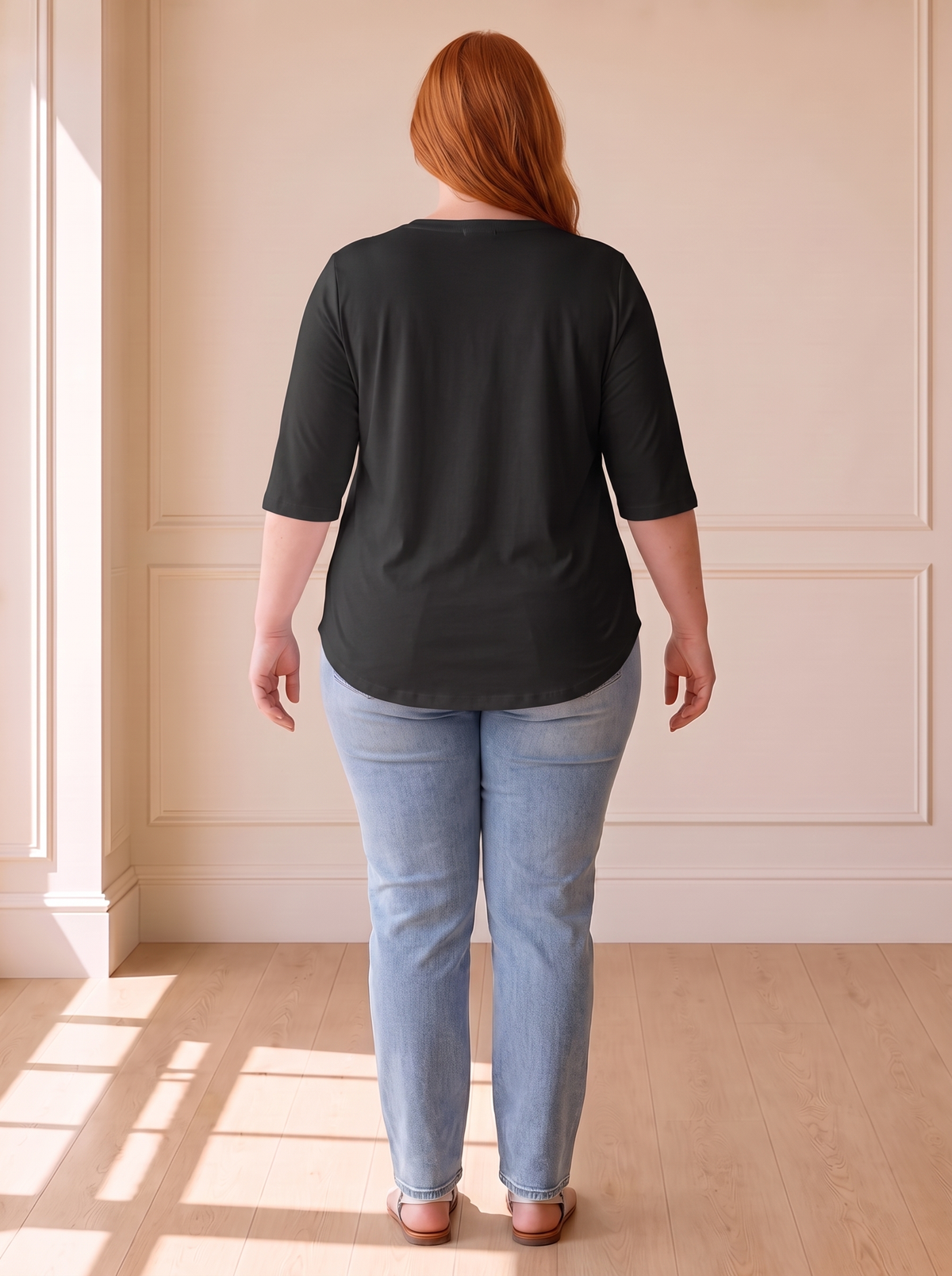 Calvera Essential Comfort Tee in Black, back view