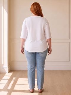 Calvera Essential Comfort Tee in White, back view