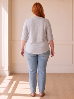 Calvera Essential Comfort Tee in Grey, back view