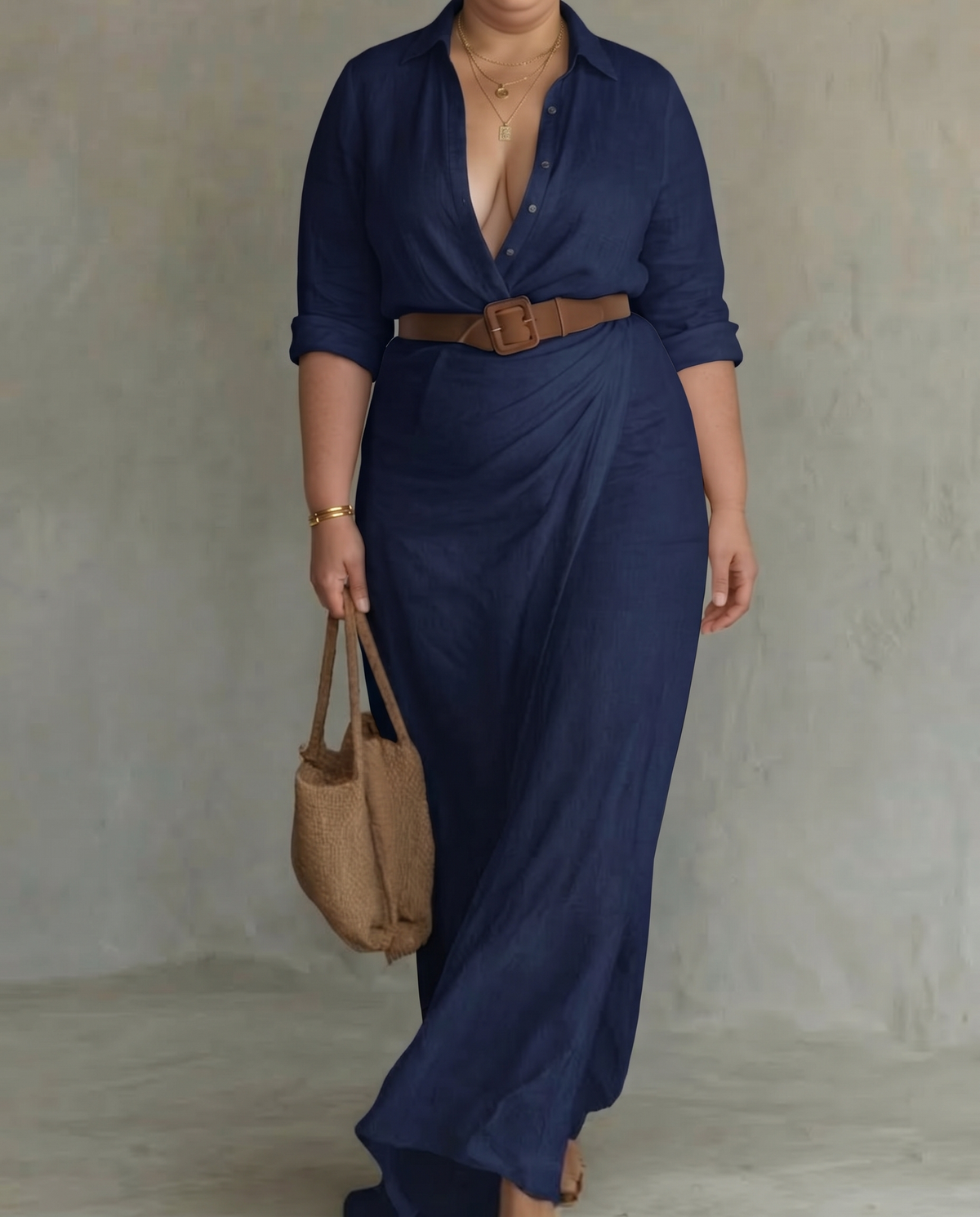 Ayra belted wrap maxi dress for women - Blue